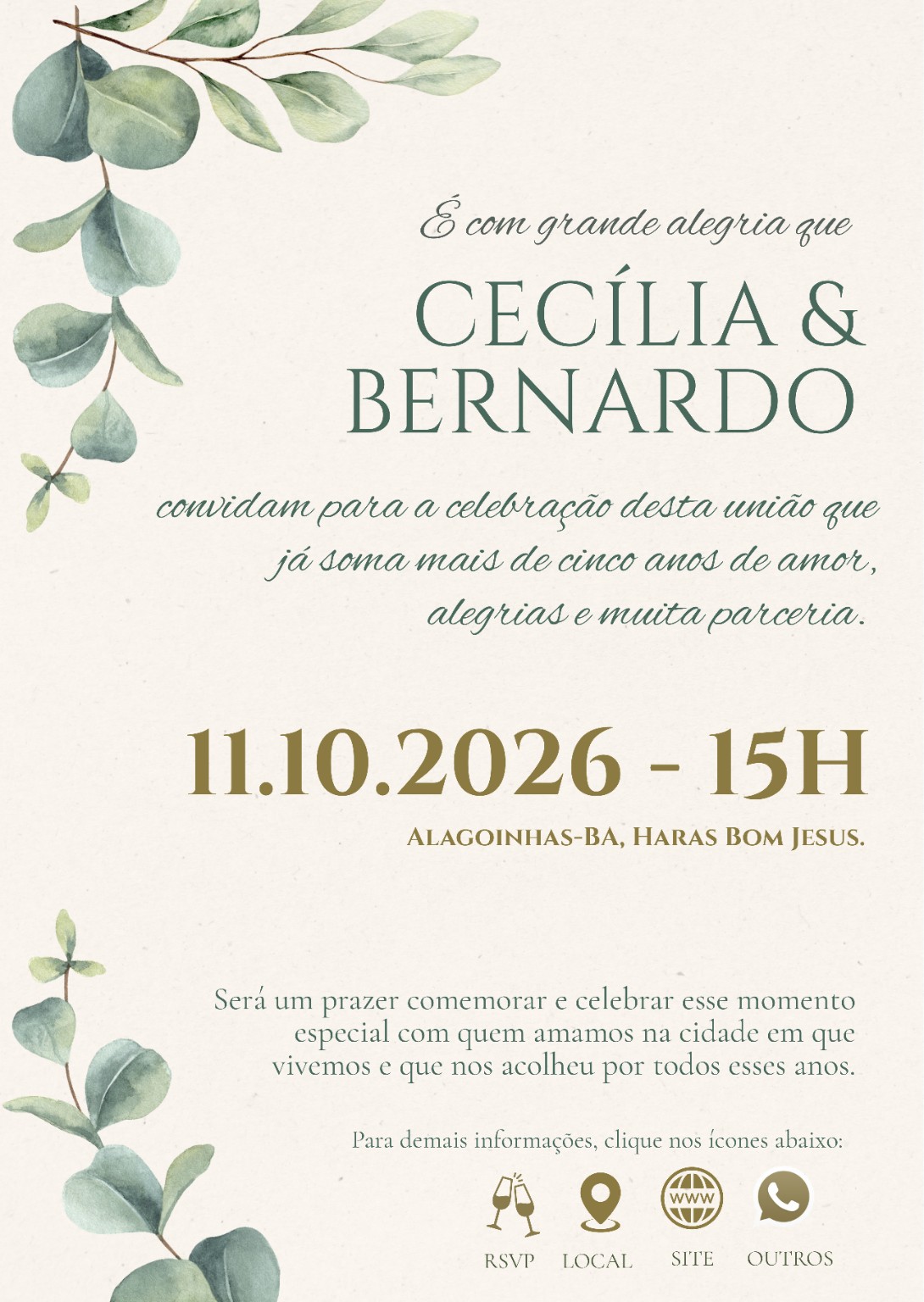 Convite de casamento de Cecília e Bernardo